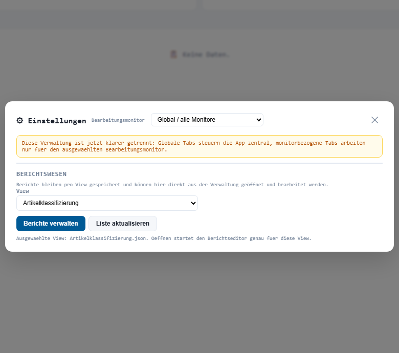 Berichts-Auswahl-Dialog